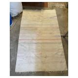 VTG WOVEN RUG, STRIPED PATTERN, FRINGED ENDS.
