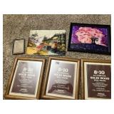 MIXED ART LOT: SIGNED AVILA FLORAL PAINTING,