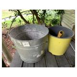 GALVANIZED AND PLASTIC BUCKETS W/ TOYS