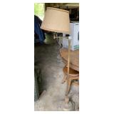 VTG BRASS FLOOR LAMP, ADJUSTABLE SWING ARM,