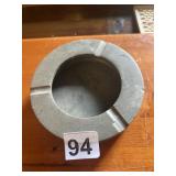 ROUND STONE ASHTRAY, GREY MARBLED FINISH.