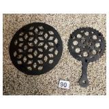 CAST IRON TRIVETS, GEOMETRIC AND FLORAL PATTERNS,