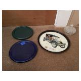 PARTYLITE GREEN TRAY, VTG AUTOMOBILE DECORATIVE