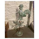 ROOSTER WEATHERVANE, PATINATED METAL FINISH,