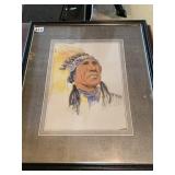 STEWART NATIVE AMERICAN CHIEF WATERCOLOR