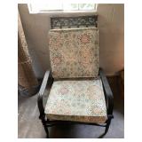 OUTDOOR PATIO CHAIR, METAL FRAME, FLORAL PATTERN