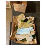 ASSORTED STAINED GLASS SCRAP PC AND GLASS GEMS IN