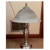 METAL BASE LAMP WITH GLASS SHADE