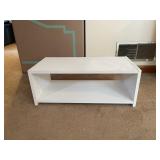 WHITE LAMINATE OPEN SHELF UNIT.