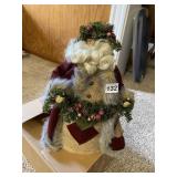 VTG SANTA CLAUS FIGURE, BURLAP AND FAUX FUR COAT,