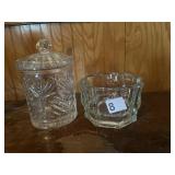 PRESSED GLASS COVERED CANISTER, PRESSED GLASS