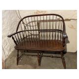 NICHOLS & STONE CO. WINDSOR BENCH, SPINDLE BACK,