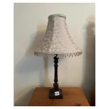 TABLE LAMPS (2), DARK FINISH PEDESTAL BASE,
