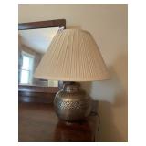 IKEA TABLE LAMP, HAMMERED METAL BASE, PLEATED