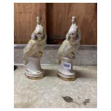PORCELAIN COCKATOO FIGURINES (2), IRIDESCENT