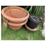 TERRACOTTA PLANTERS (2), ROPE DETAIL, PLASTIC