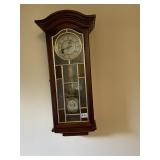 ELGIN 31 DAY WALL CLOCK, WOOD CASE, GLASS FRONT,