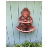 WALL-MOUNTED LION HEAD FOUNTAIN, TWO-TIERED,