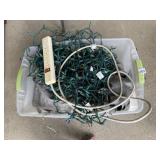 ASSORTED CHRISTMAS LIGHT STRANDS, POWER STRIP,