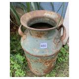 VTG METAL MILK CAN W/ HANDLES, RUSTED PATINA,
