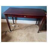 WOODEN WRITING DESK, DARK STAIN FINISH, PULL-OUT