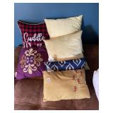 ASSORTED DECORATIVE THROW PILLOWS (6), INCL