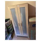 WOOD-VENEER WARDROBE, TWO DOORS, REEDED GLASS
