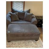 OVERSIZED UPHOLSTERED CHAIR W/ MATCHING OTTOMAN,