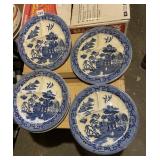 VTG BLUE WILLOW PATTERN PORCELAIN DIVIDED PLATES