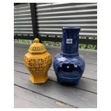 CERAMIC DECORATIVE PIECES, YELLOW RETICULATED