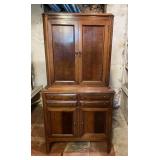 ANTIQUE MEDICAL CABINET , TWO-PIECE, UPPER GLASS