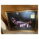 VTG FRAMED PRINT, STREETS OF GOLD, SEWICKLEY,