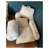 ASSORTED DECORATIVE PILLOWS (4), INCLUDES FAUX