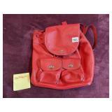COACH RED PEBBLED LEATHER BACKPACK W/ DUAL FRONT