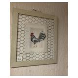 CLAIN VTG FRAMED ROOSTER PRINT