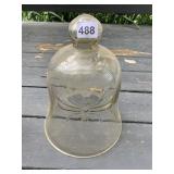 GLASS CLOCHE, ETCHED DRAGONFLY MOTIF, KNOB