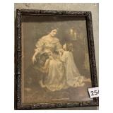 VTG FRAMED PRINT, JUST A PRAYER AT TWILIGHT,