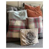 ASSORTED DECORATIVE THROW PILLOWS, INCL FAUX FUR,