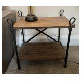 RUSTIC WOOD AND METAL SIDE TABLE W/ X-FRAME BASE