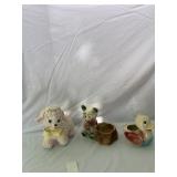 SAMSON IMPORT CO. CERAMIC FIGURAL PLANTERS, LAMB,