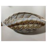 ART GLASS BOWL, RIBBED EXTERIOR, IRIDESCENT
