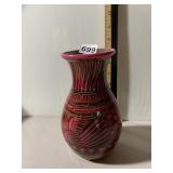 HAND-PAINTED TERRACOTTA VASE, BIRD AND FLORAL