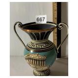 GREEK COPPER VASE, HAND-PAINTED, PARTHENON MOTIF,