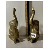 BRASS ELEPHANT FIGURINES (2), SITTING POSE,