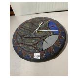 BLUE MOON WALL CLOCK, HAND-PAINTED DOT ART,