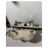 GIMBELS ITALIAN SILVER-TONE METAL LEAF-FORM BOWL,