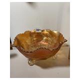 CARNIVAL GLASS BOWL, MARIGOLD IRIDESCENT FINISH,