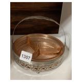 VINTAGE PINK DEPRESSION GLASS DIVIDED SERVING