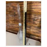 CLEAR GLASS VASE, TALL SLENDER NECK, FROSTED LEAF