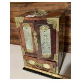 CHINESE JEWELRY CHEST, WOOD CONSTRUCTION, BRASS